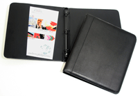 three ring black Napa leather binder